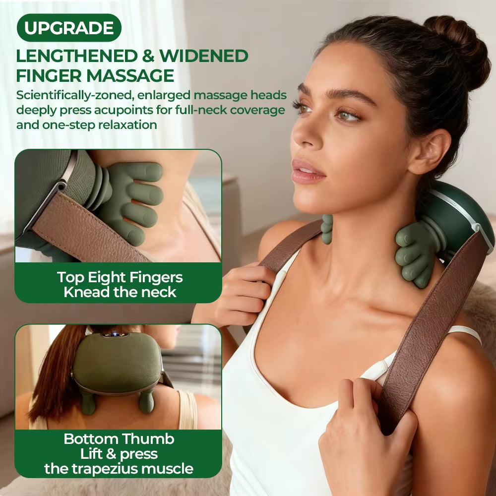 Bionic Finger Neck & Shoulder Massager (Wireless, Brushless Motor, Heat Therapy)